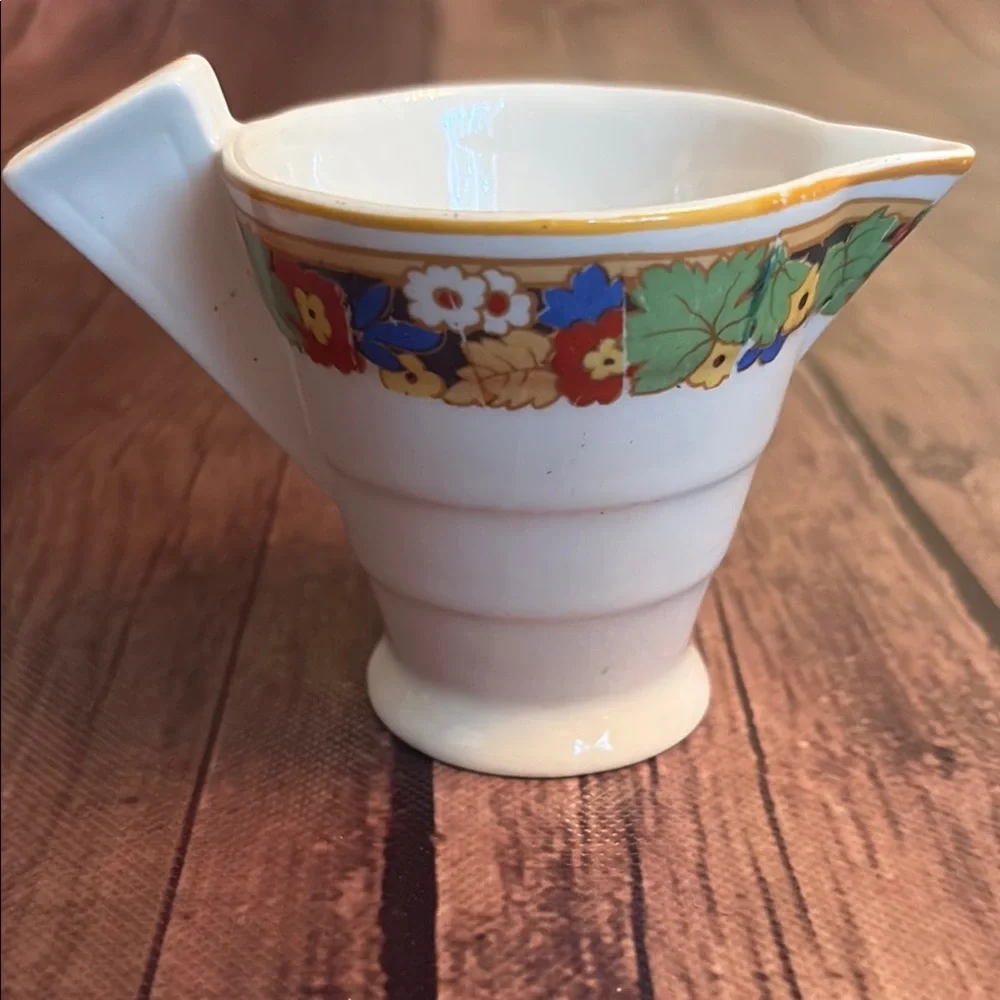Vintage Art Deco Floral Cream and Sugar Set